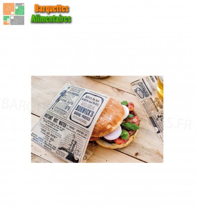 Sachets burger ouverts 2 cotés 16 x 16,5 cm