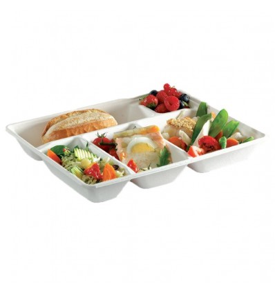 Plateaux repas 5 cmpts FIBRES- Couvercles en option