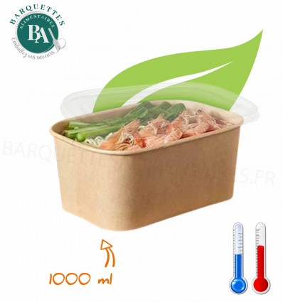barquette repas 1 L rectangle carton avec couvercle