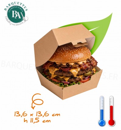 Boites XL burger 13,6 x 13,6 cm h 11,5 cm
