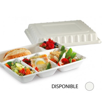 Plateaux repas 5 cmpts FIBRES- Couvercles en option