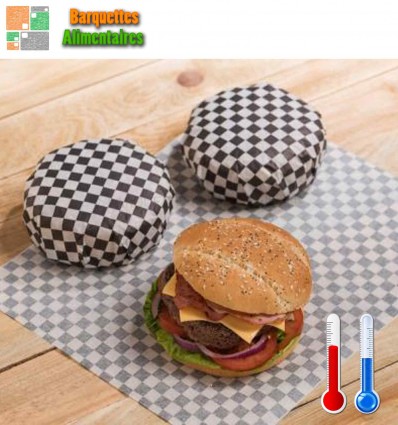 Feuilles emballage burgers "damier"