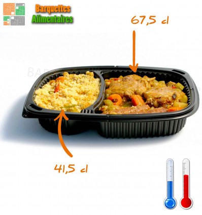 BARQUETTES 2 COMPARTIMENTS COOKIPACK 1250 ml