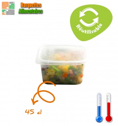 Barquette plastique micro ondable PRESTIPACK 450 grs avec couvercle