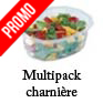 Barquette traiteur vente a emporter salader et plats froids avec couvercle multipack attenant attache